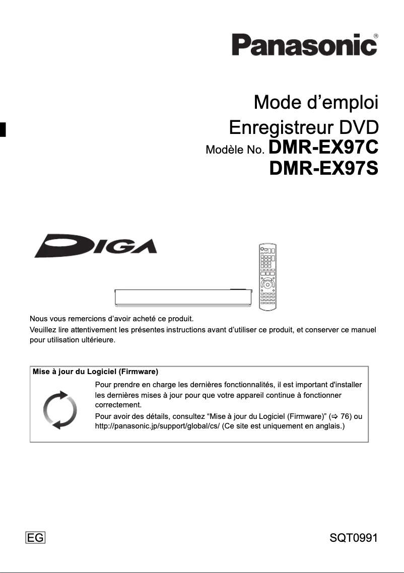 Page 1 de la notice Manuel utilisateur Panasonic DMR-EX97