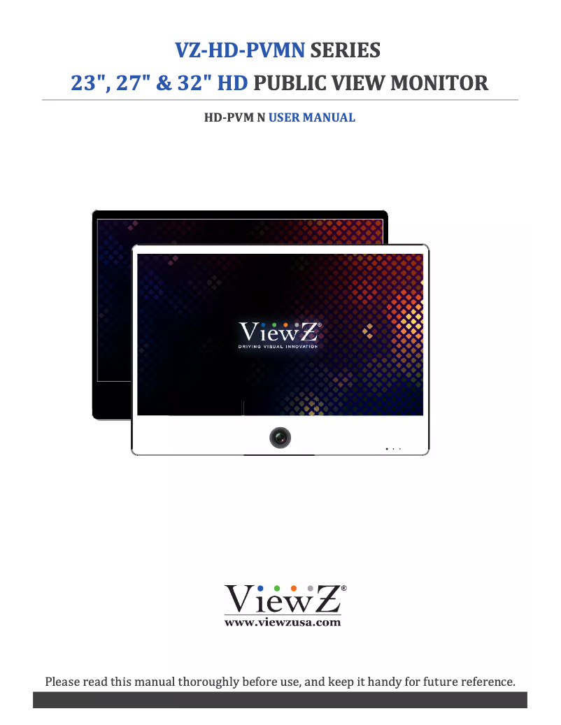Page n°1 - Manuel utilisateur ViewZ VZ-PVM-Z3B3N