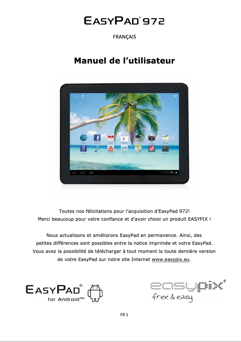 Image de la première page du manuel de l'appareil EasyPad 972