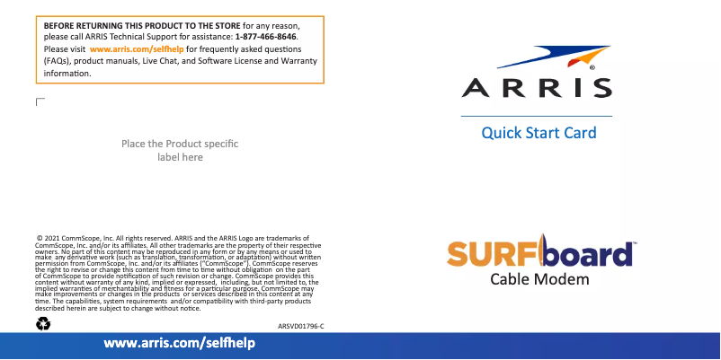 Page n°1 - Guide de démarrage rapide Arris SURFboard S33 DOCSIS