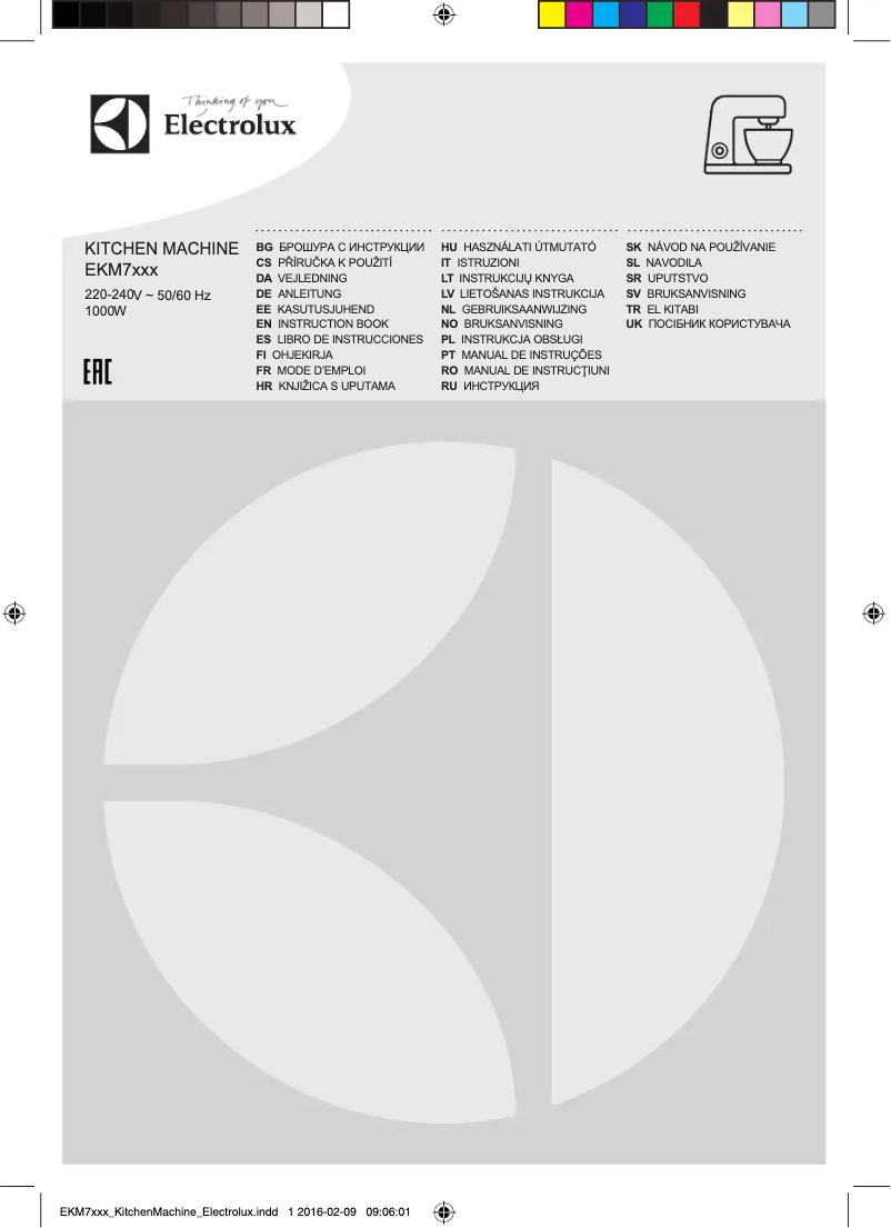 Page n°1 - Manuel utilisateur Electrolux EKM7300