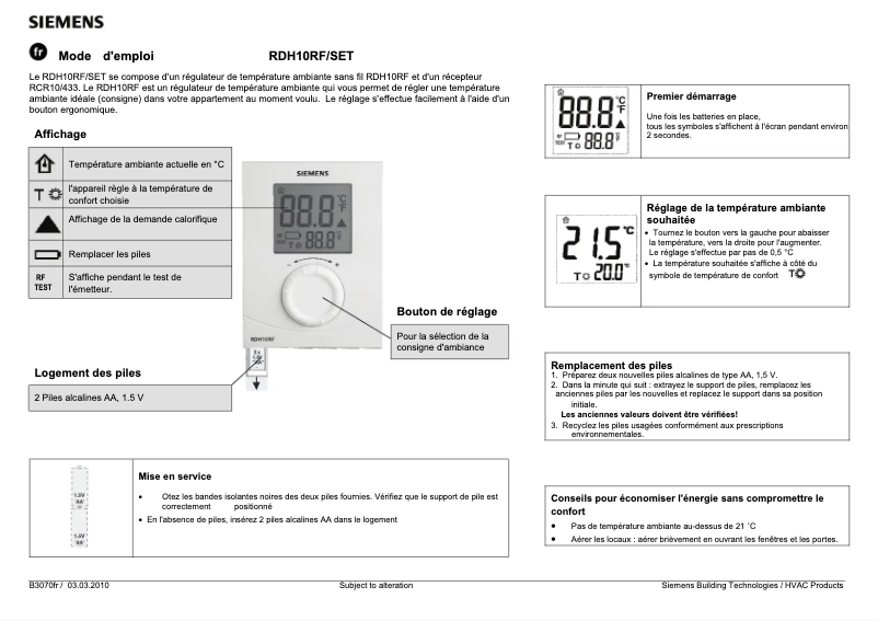 Image de la première page du manuel de l'appareil RDH10RF