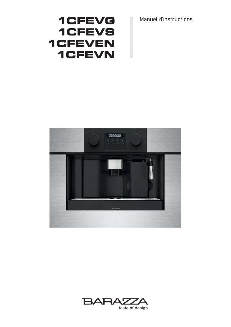 Page 1 de la notice Manuel utilisateur Barazza 1CFEVS