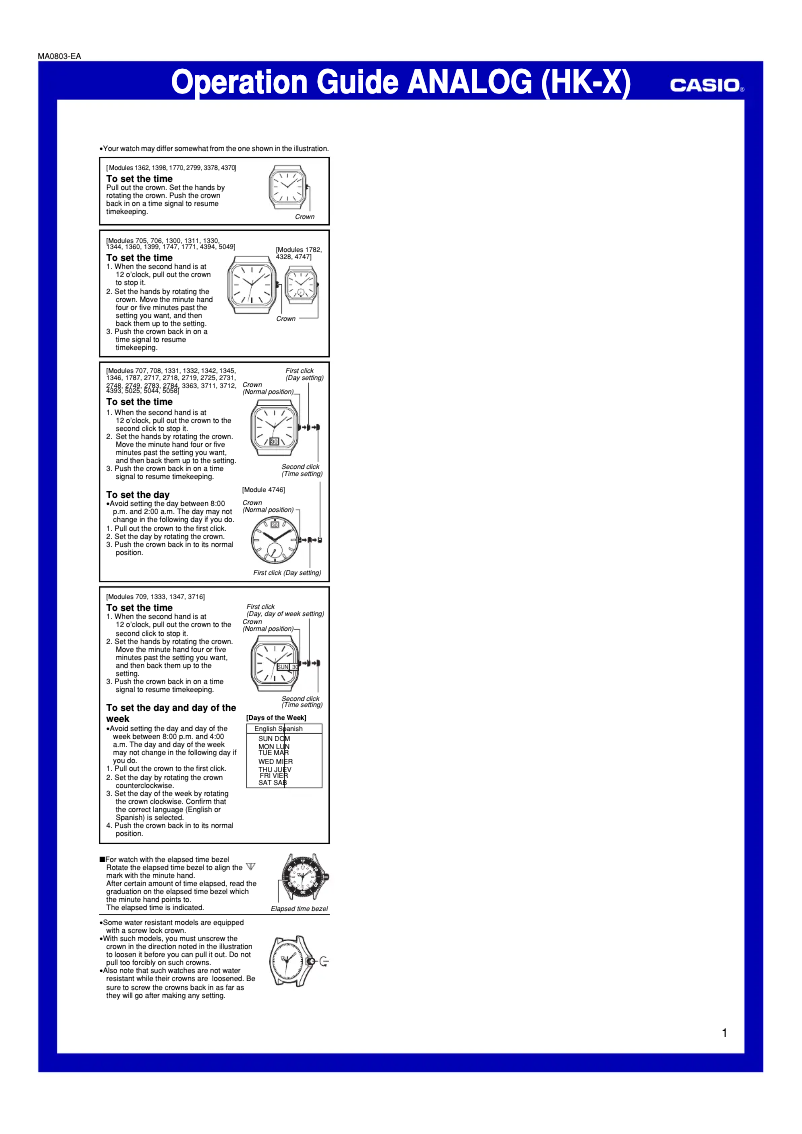 Page 1 de la notice Manuel utilisateur Casio Collection MTP-1290D-2AVEF