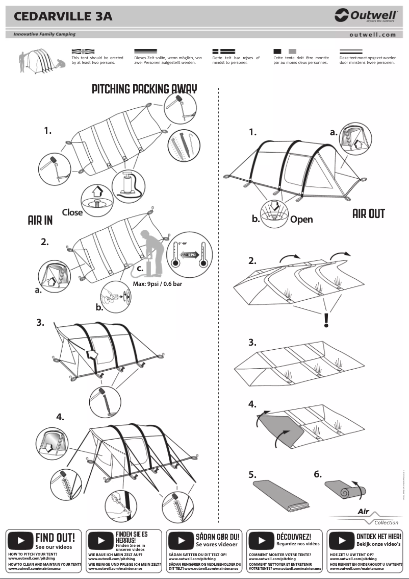 Page 1 de la notice Manuel utilisateur Outwell Cedarville 3A