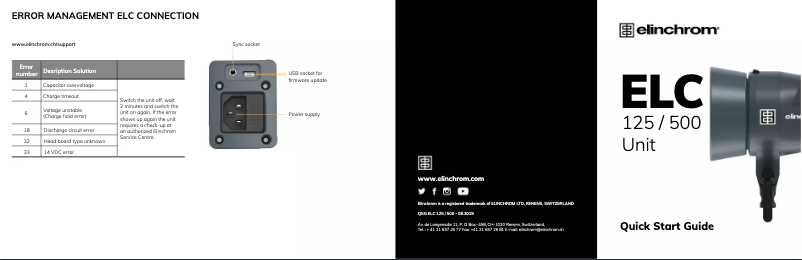 Page n°1 - Manuel utilisateur Elinchrom ELC 125/500