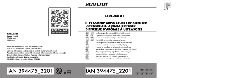 Image de la première page du manuel de l'appareil SADL 300 A1
