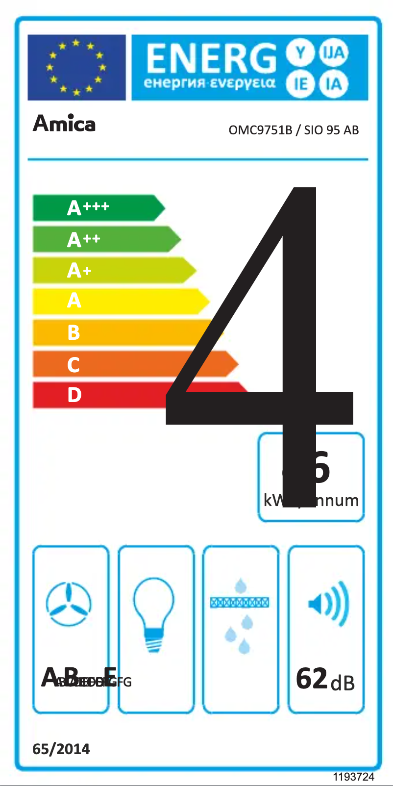 Page n°1 - Label énergétique Amica OMC9751B