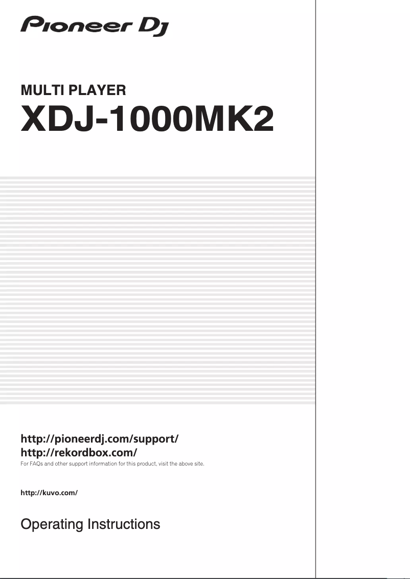 Page 1 de la notice Manuel utilisateur Pioneer XDJ-1000MK2