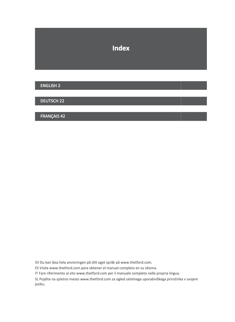 Page n°1 - Manuel utilisateur Thetford iNDUS