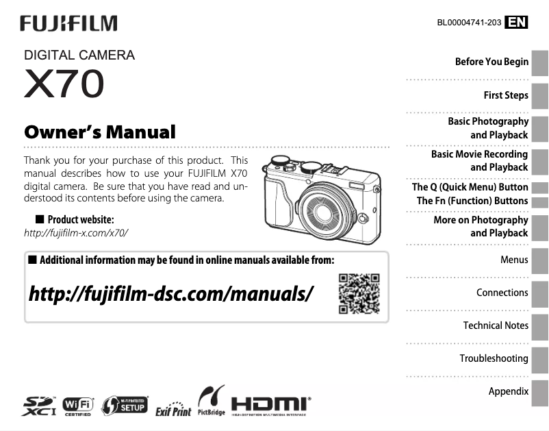 Page n°1 - Manuel utilisateur Fujifilm FinePix JX70
