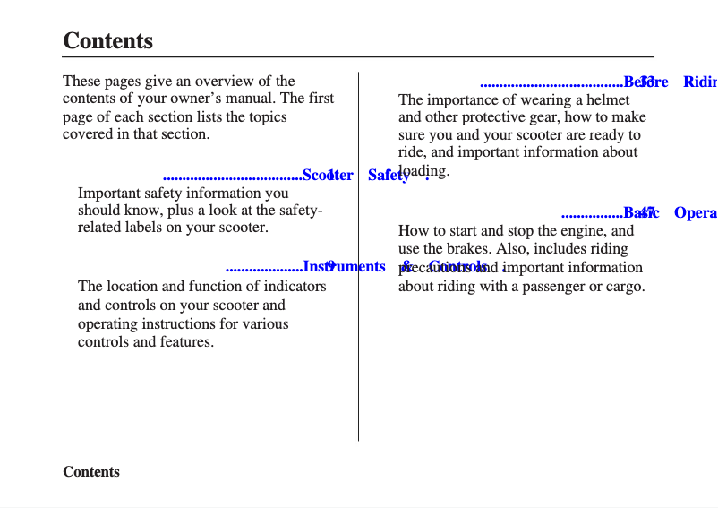 Page 1 de la notice Manuel utilisateur Honda PCX 125 (2011)