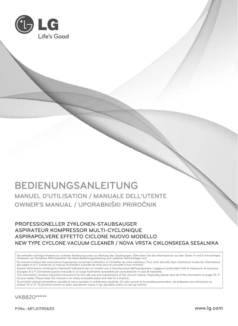 Page n°1 - Manuel utilisateur LG VK8820NHAQ