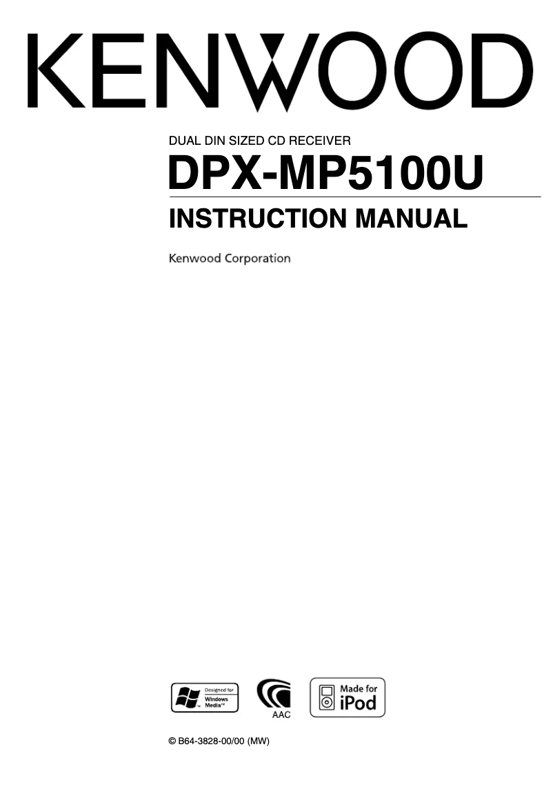 Page n°1 - Manuel utilisateur Kenwood DPX-MP5100U