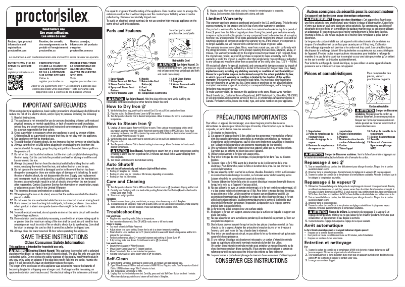 Página 1 del manual Manual de usuario Proctor Silex 14250