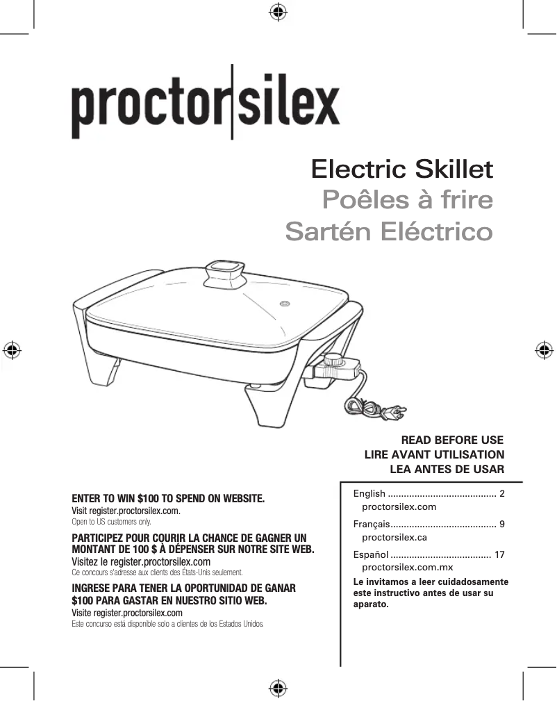 Page 1 de la notice Manuel utilisateur Proctor Silex 38526PS