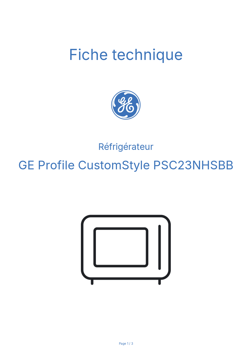 Image de la première page du manuel de l'appareil Profile CustomStyle PSC23NHSBB