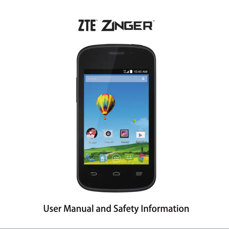 Page 1 de la notice Manuel utilisateur ZTE Zinger
