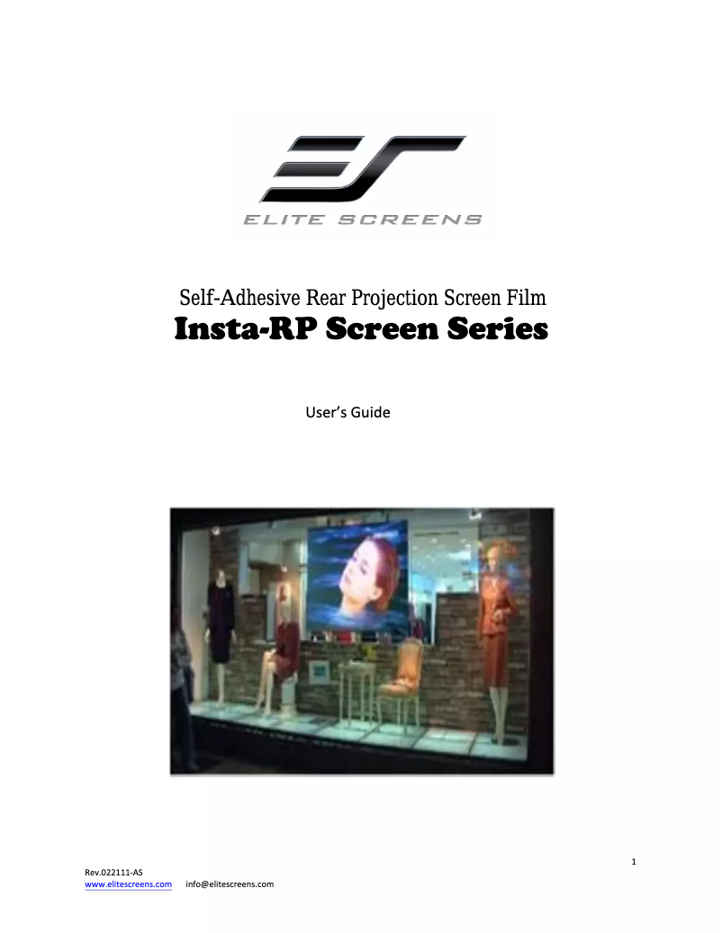 Page n°1 - Manuel utilisateur Elite Screens Insta-RP