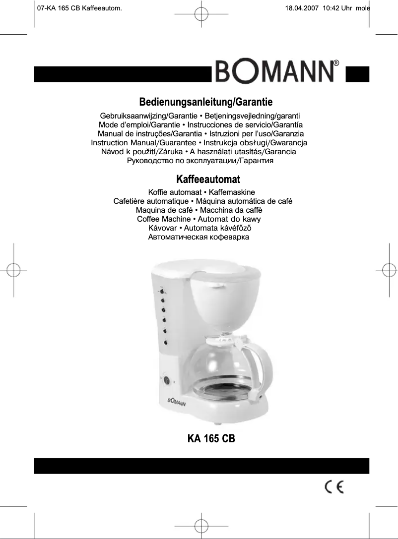 Image de la première page du manuel de l'appareil KA 165 CB