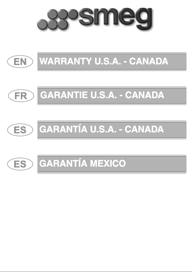 Page 1 de la notice Informations de garantie Smeg KLF04