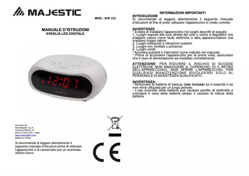 Página 1 del manual Manual de usuario Majestic SVE-232