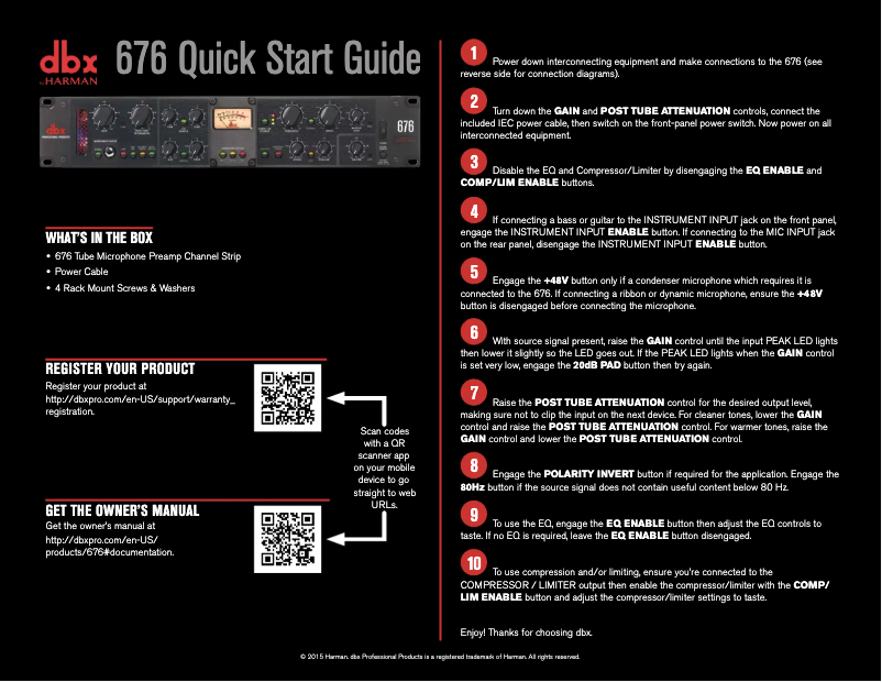 Page n°1 - Guide de démarrage rapide DBX 676