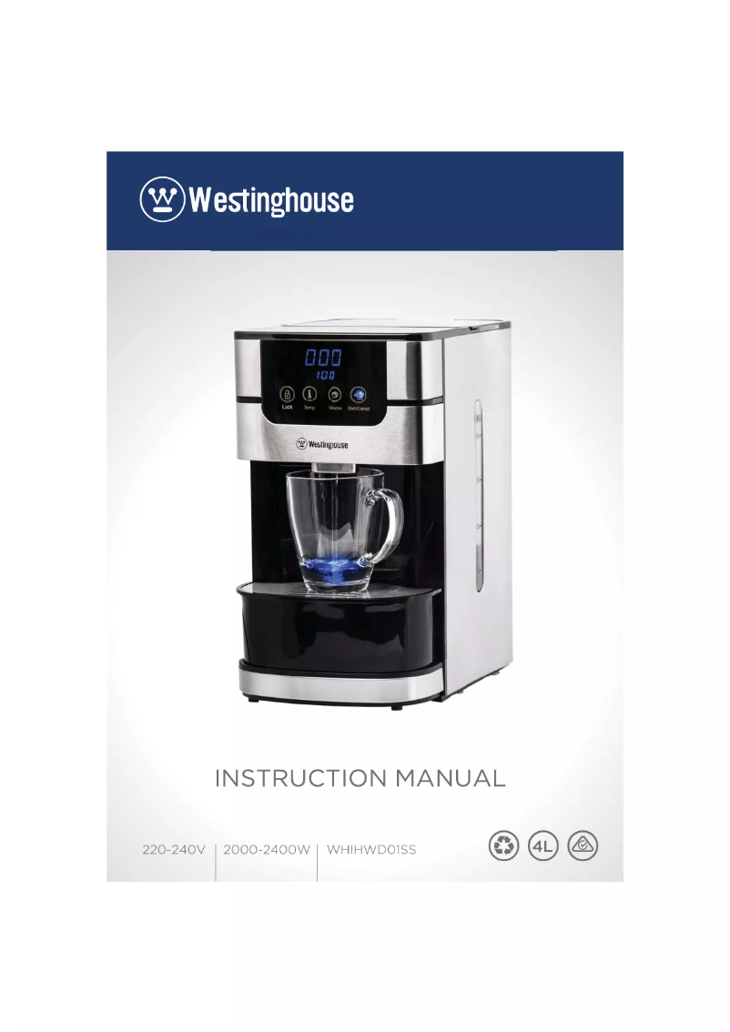 Page 1 de la notice Manuel utilisateur Westinghouse WHIHWD01SS