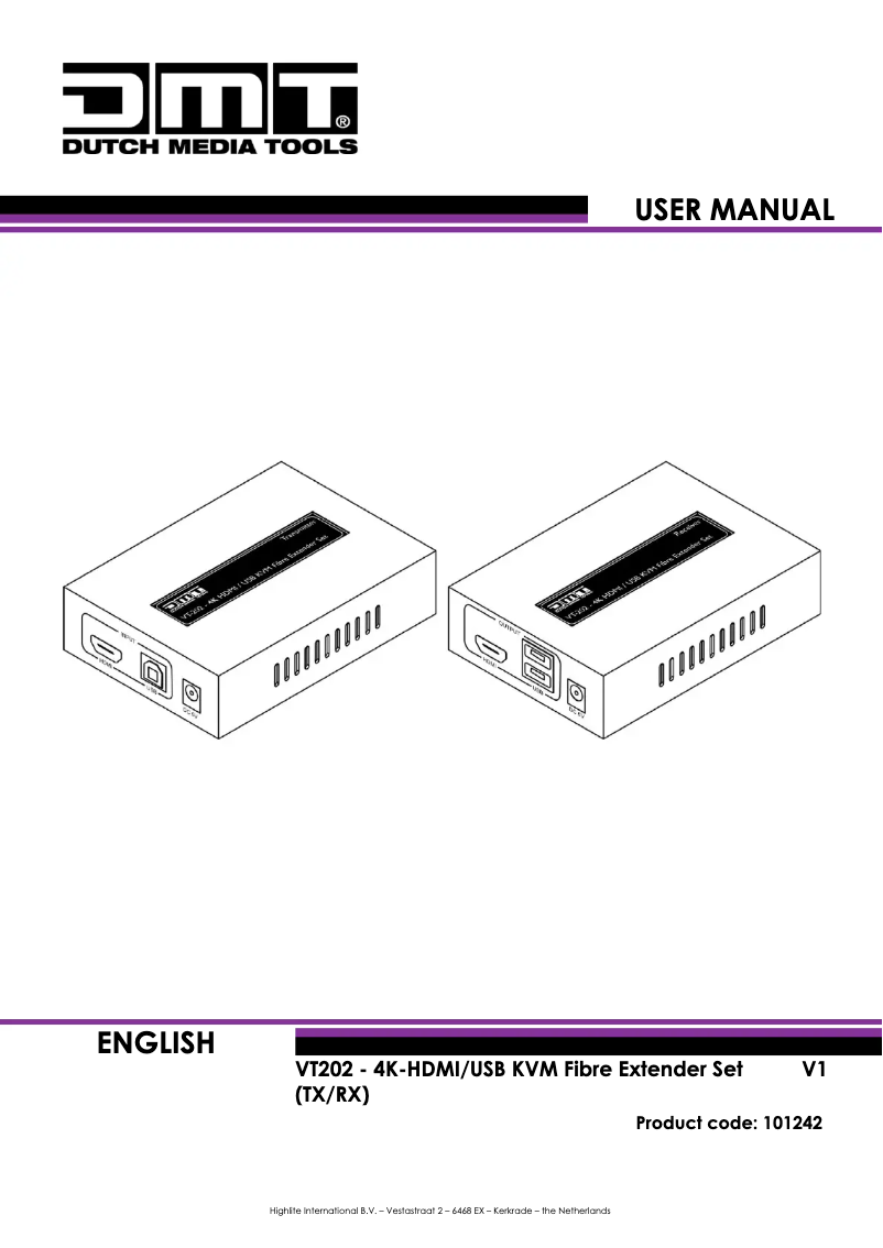 Page 1 de la notice Manuel utilisateur DMT VT202