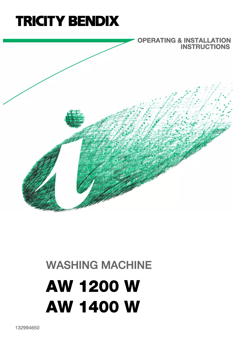 Page n°1 - Manuel utilisateur Tricity Bendix AW 1400 W