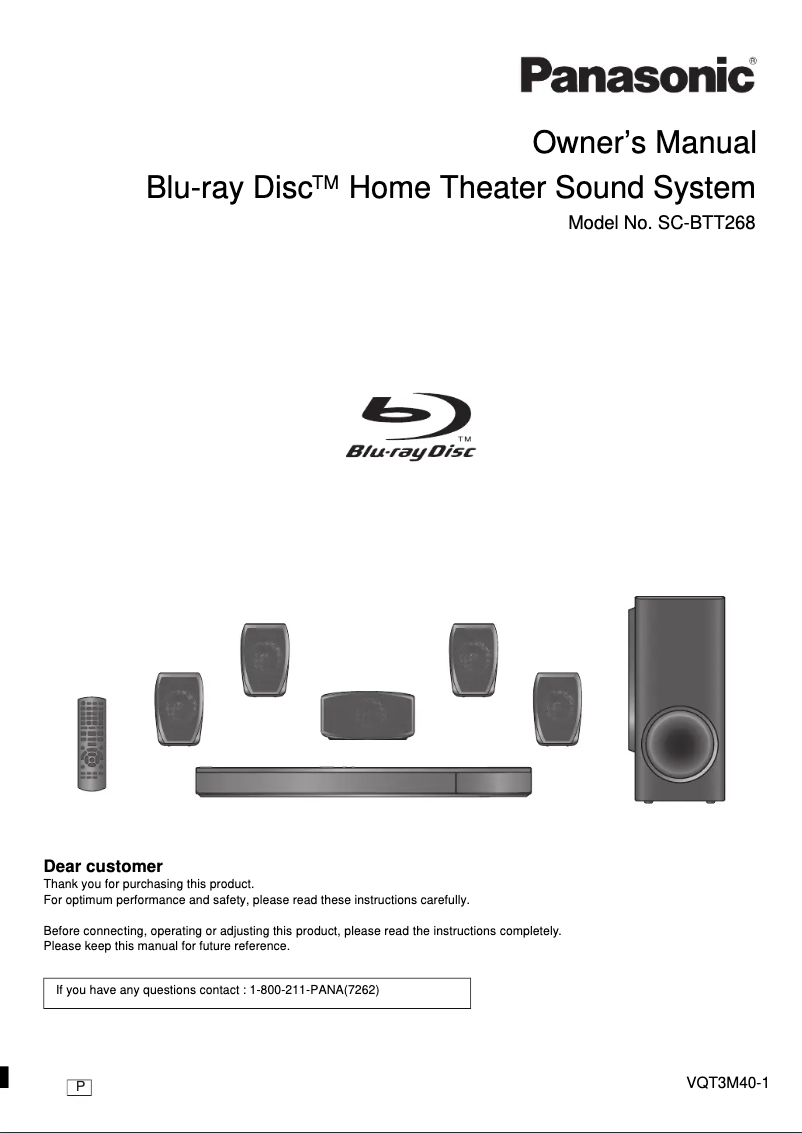 Image de la première page du manuel de l'appareil SC-BTT268