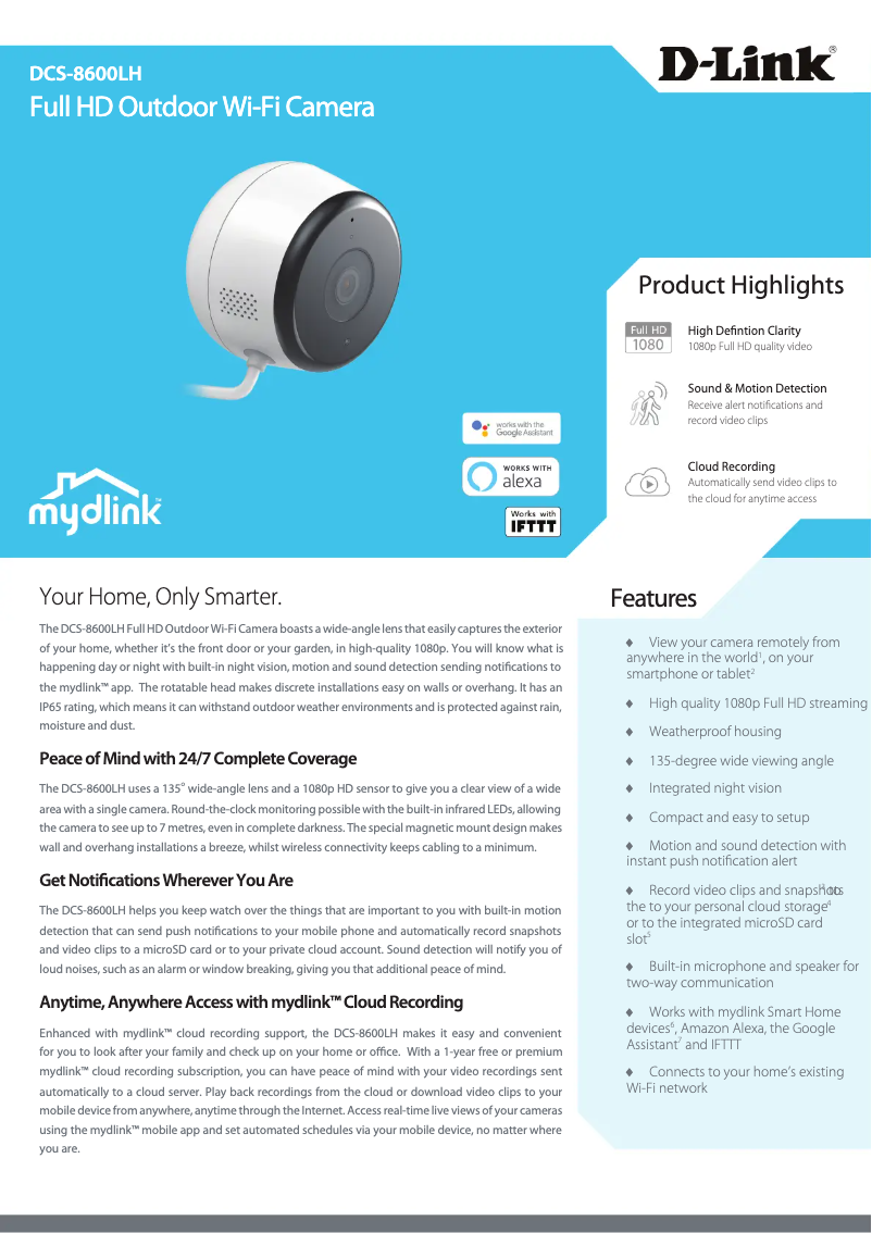 Image de la première page du manuel de l'appareil DCS-8600LH