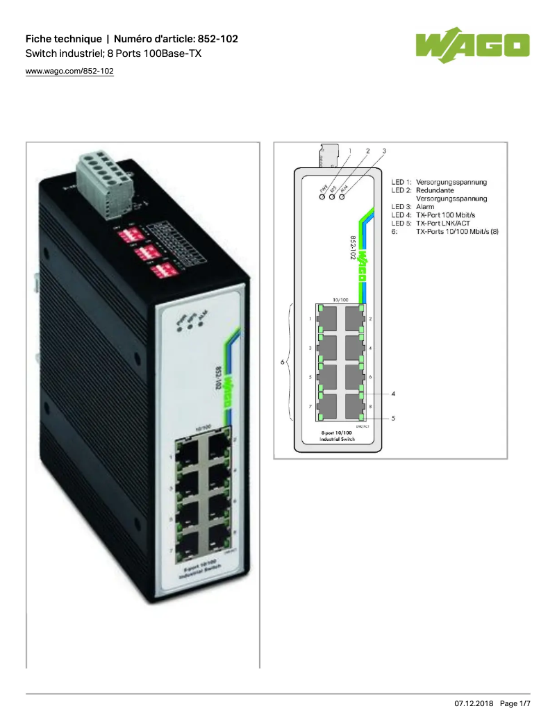 Page n°1 - Manuel utilisateur Wago 852-102