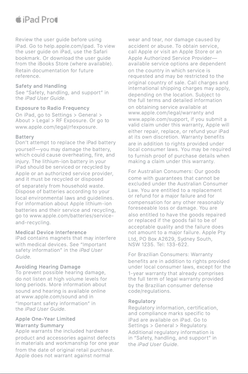 Página 1 del manual Manual de usuario Apple iPad Pro (2017)