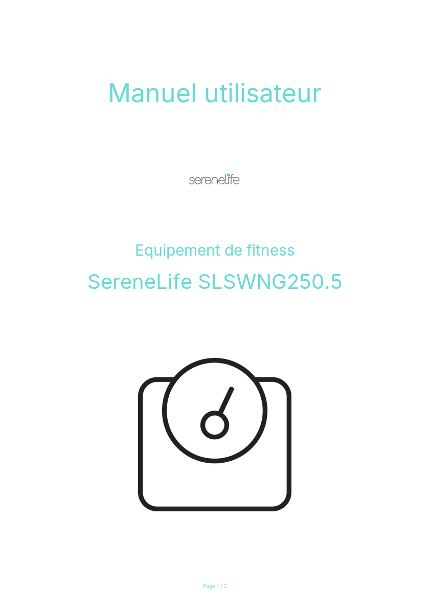 Page n°1 - Manuel utilisateur SereneLife SLSWNG250.5