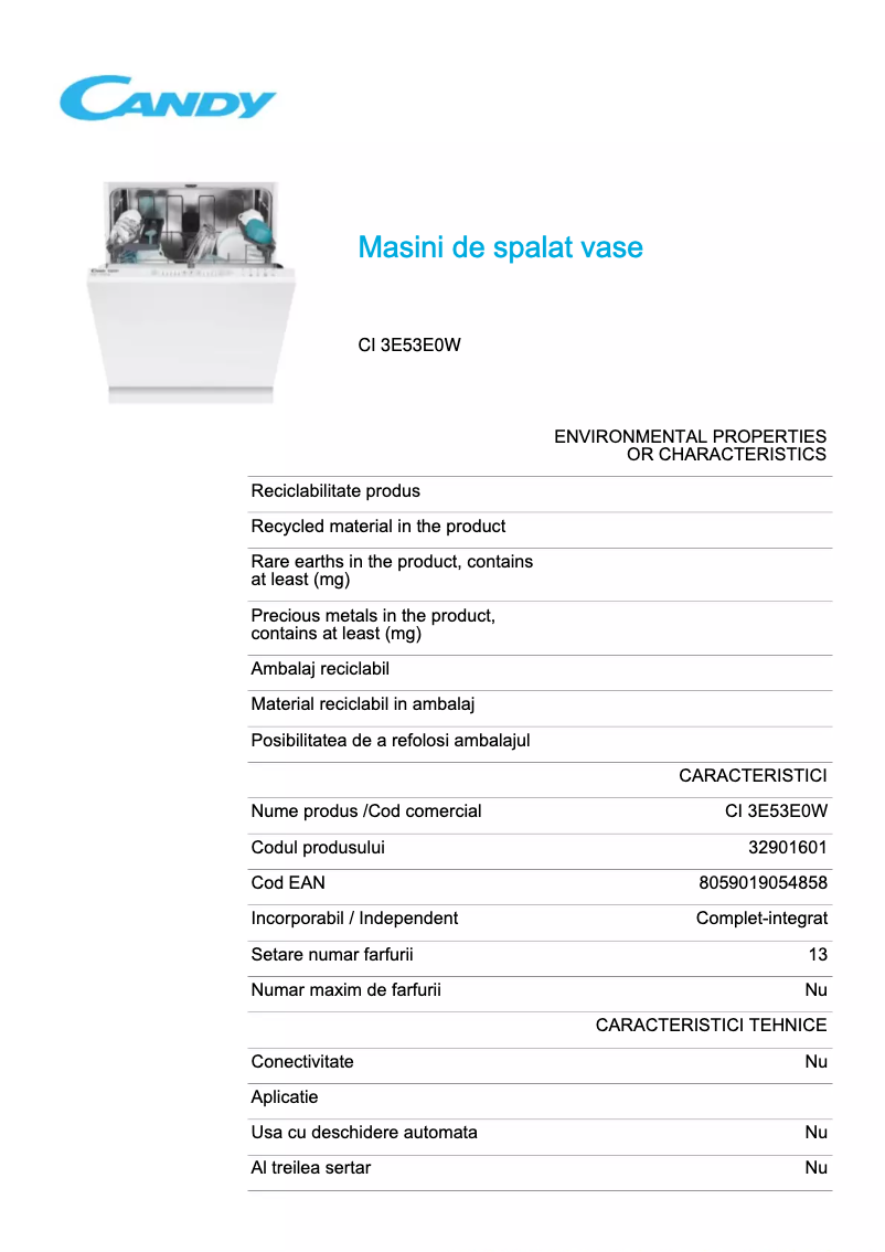 Image de la première page du manuel de l'appareil CI 3E53E0W