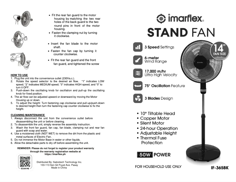 Page n°1 - Manuel utilisateur Imarflex IF-365BK