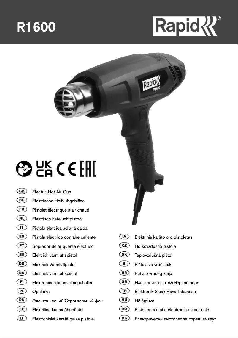 Page 1 de la notice Manuel utilisateur Rapid R1600