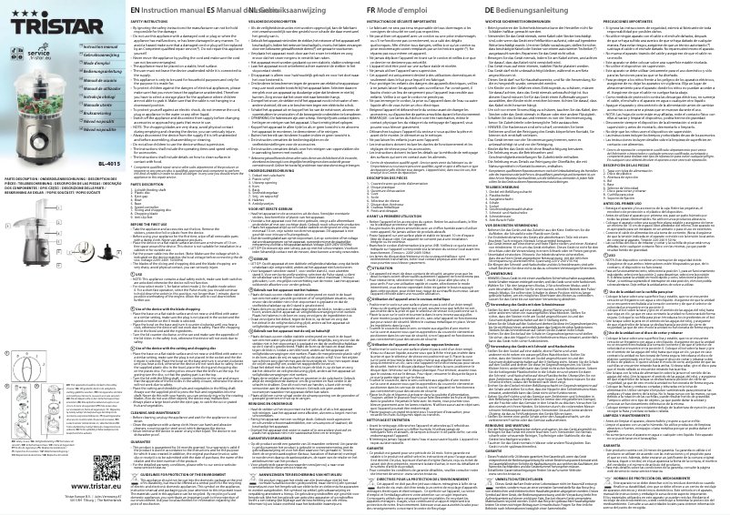 Página 1 del manual Manual de usuario TriStar BL-4015