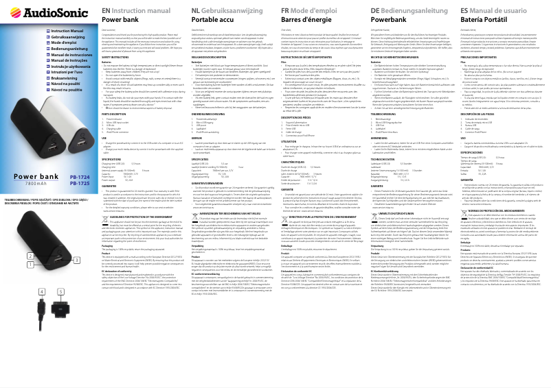 Page 1 de la notice Manuel utilisateur TriStar PB-1725