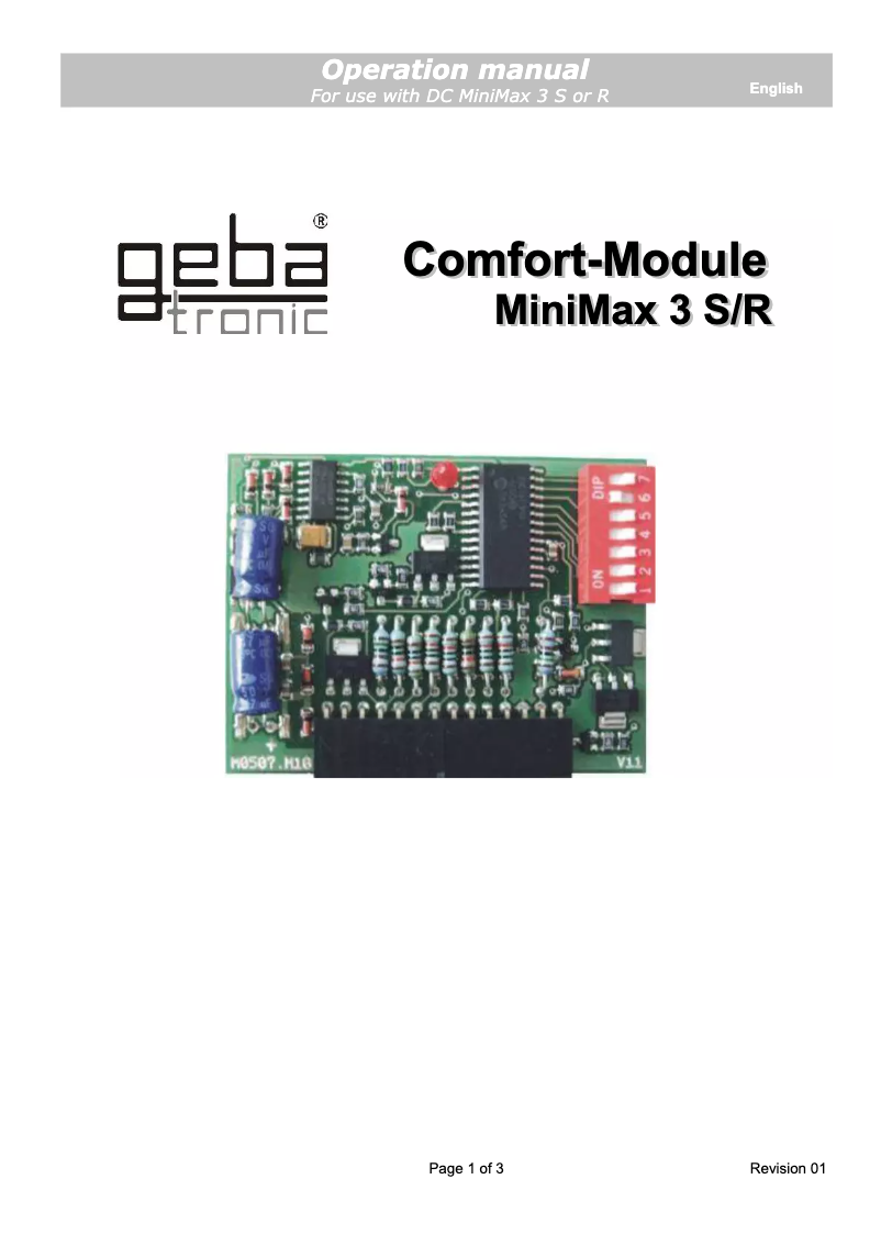 Page n°1 - Manuel utilisateur Geba Tronic DC3 Comfort Module MiniMax 3