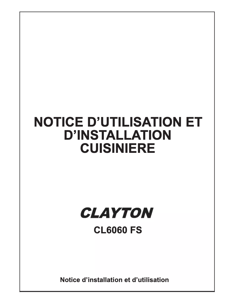 Page n°1 - Manuel utilisateur Clayton CL6060FS