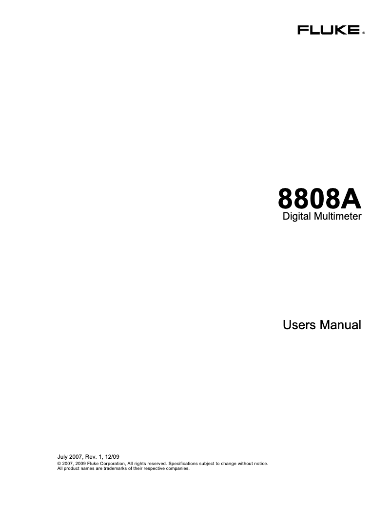 Image de la première page du manuel de l'appareil 8808A