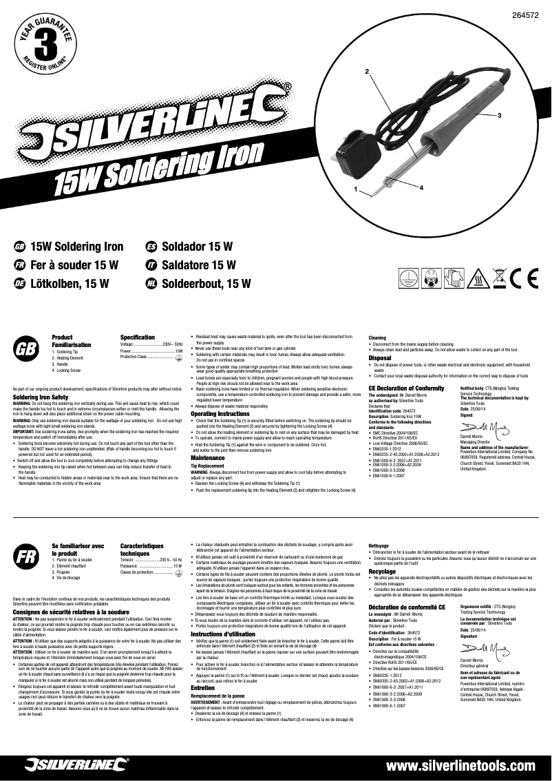 Page n°1 - Manuel utilisateur Silverline 264572