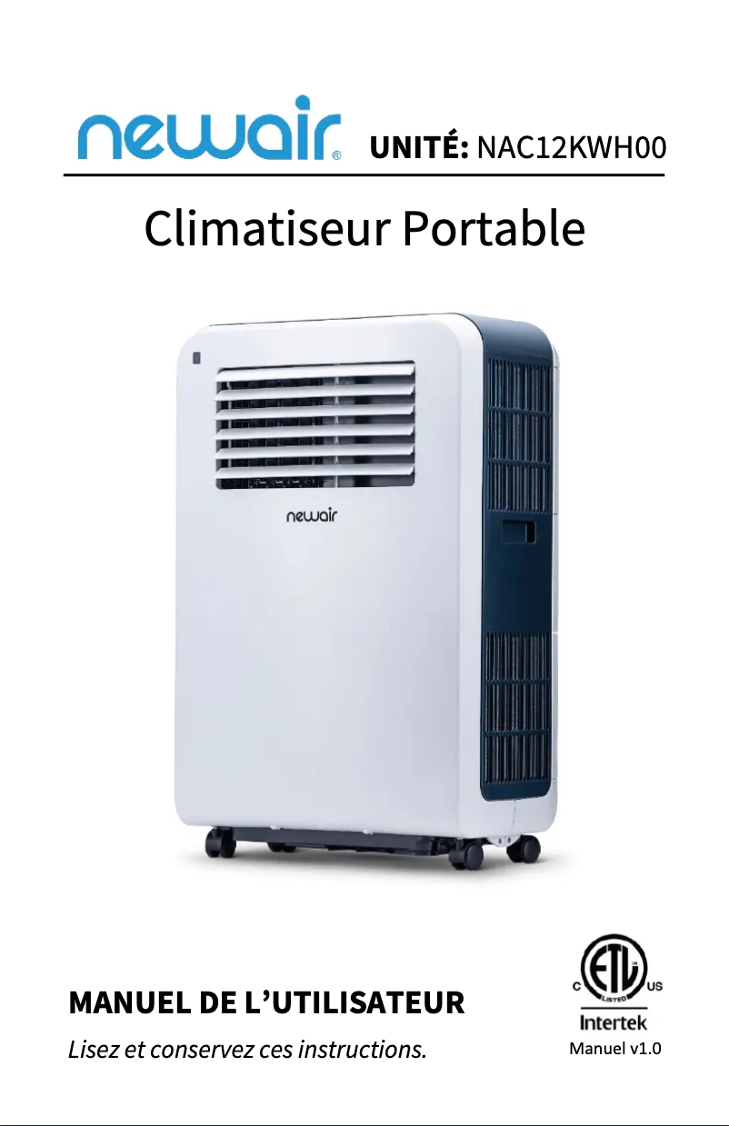 Page n°1 - Manuel utilisateur NewAir AC-12200E