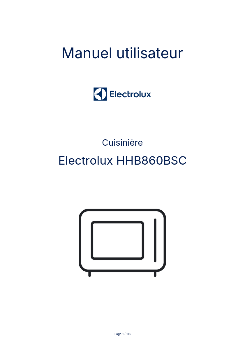 Page n°1 - Manuel utilisateur Electrolux HHB860BSC