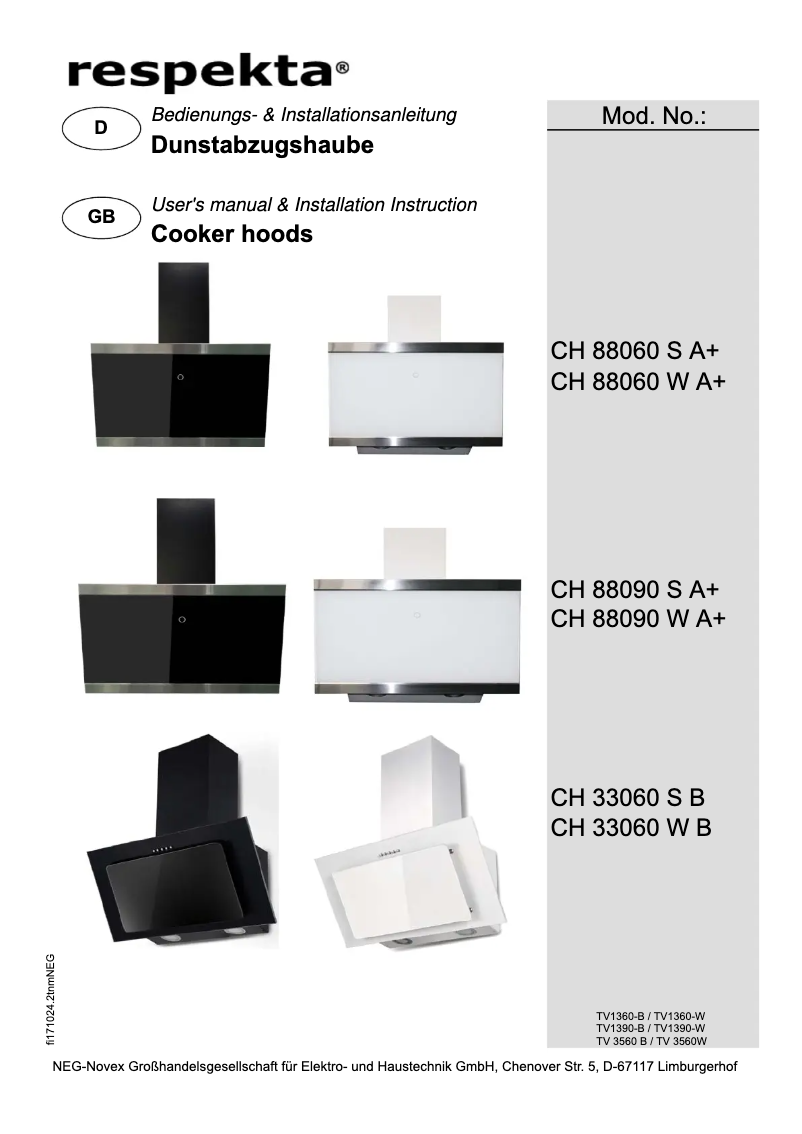 Page 1 de la notice Manuel utilisateur Respekta Kala CH33060WB