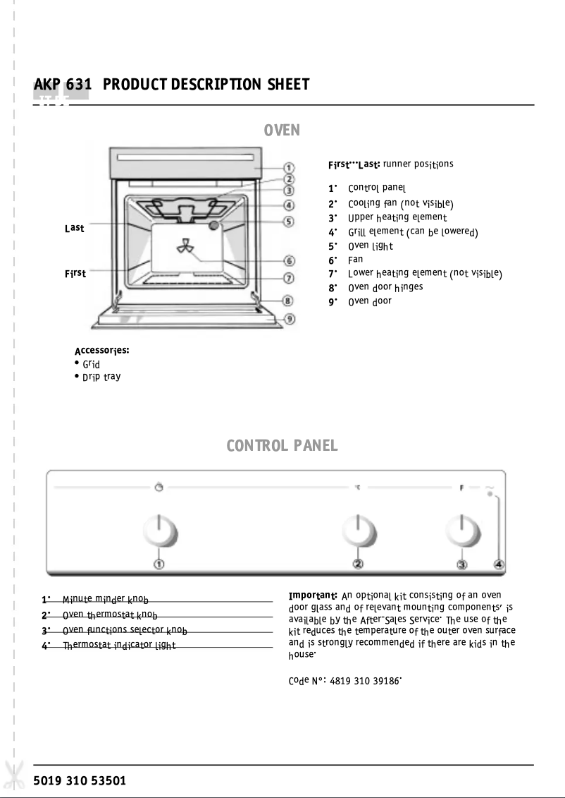 Page 1 de la notice Manuel utilisateur Whirlpool AKP 631