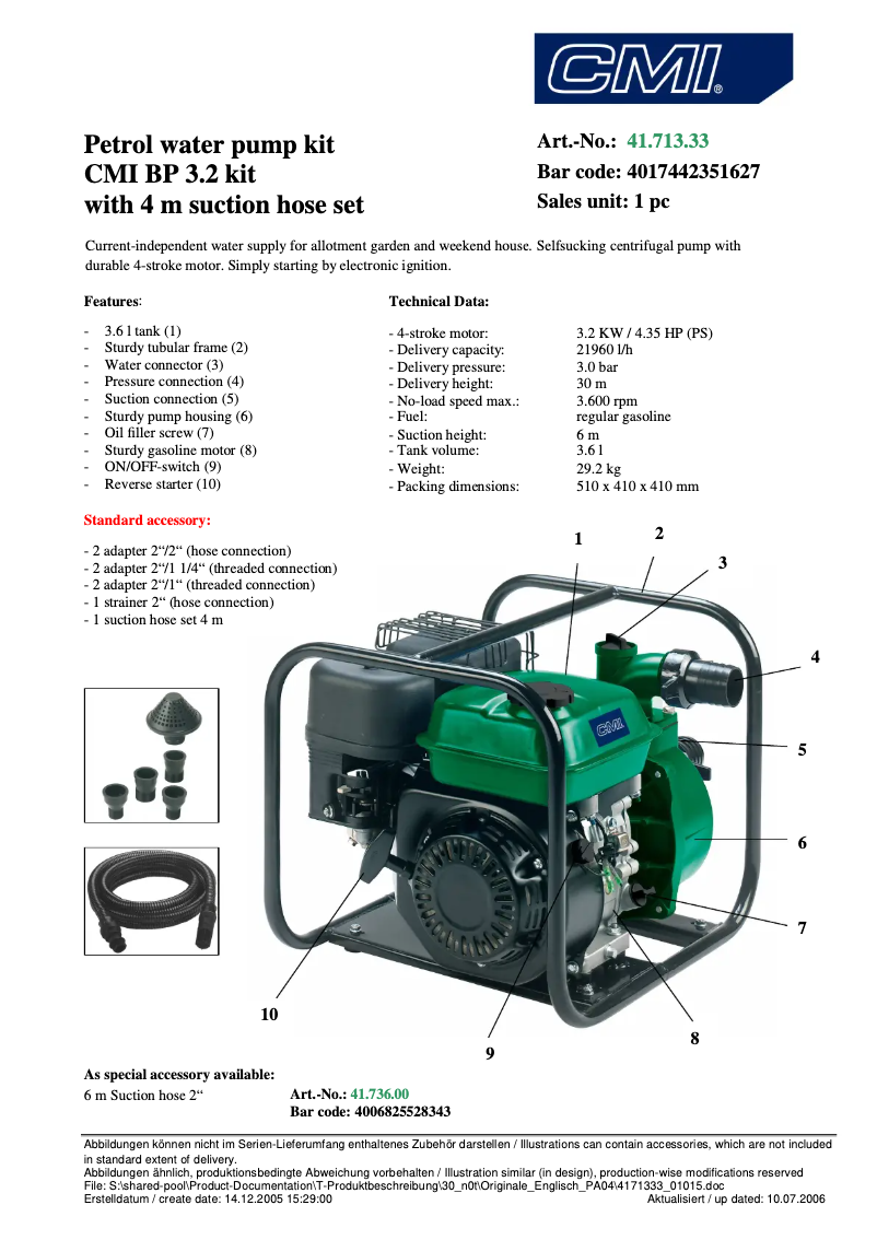 Page n°1 - Fiche technique CMI BP 3.2