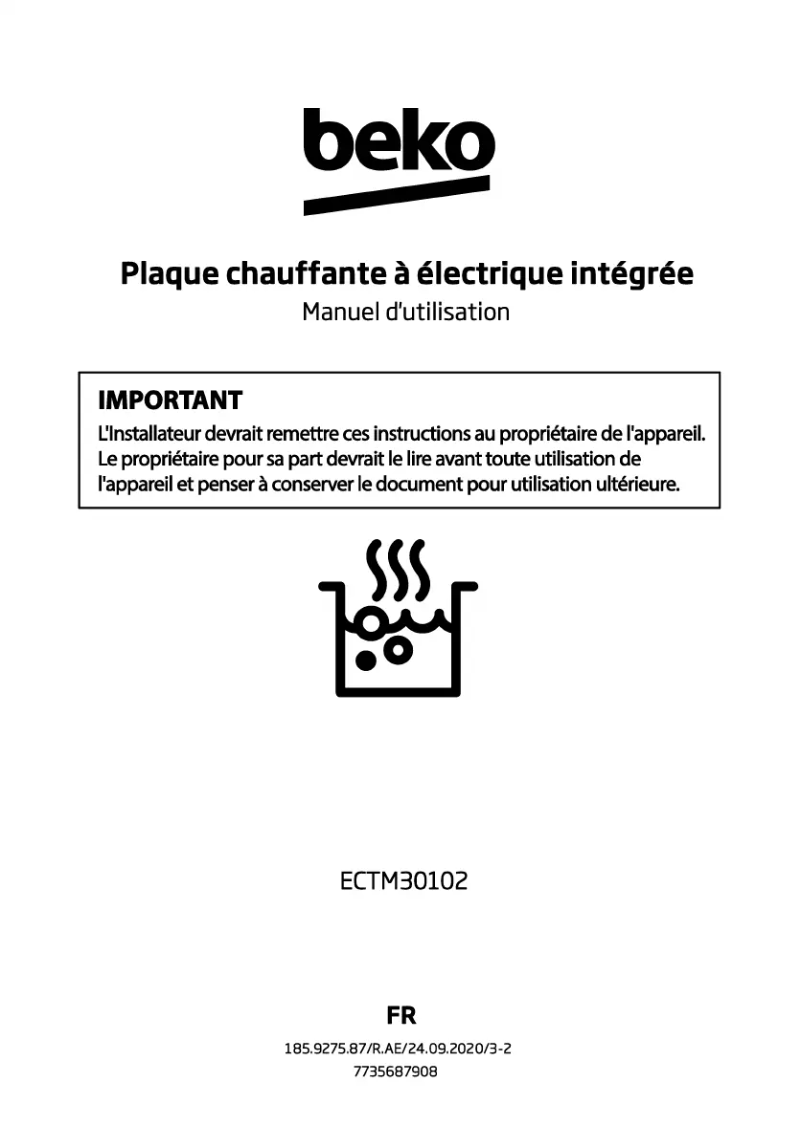Page 1 de la notice Manuel utilisateur Beko ECTM30102